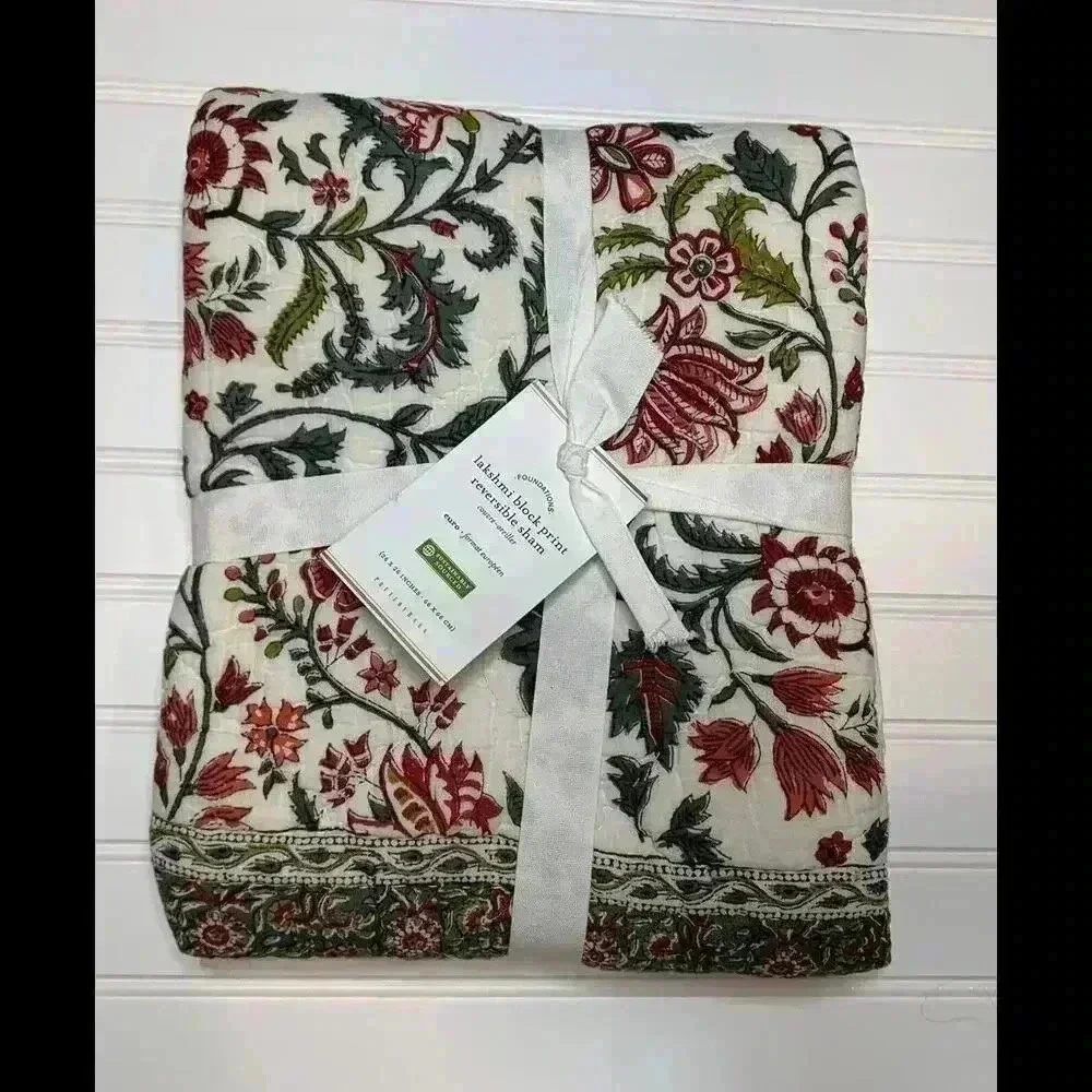 Pottery Barn Lakshmi Reversible Block Print Euro Sham NEW